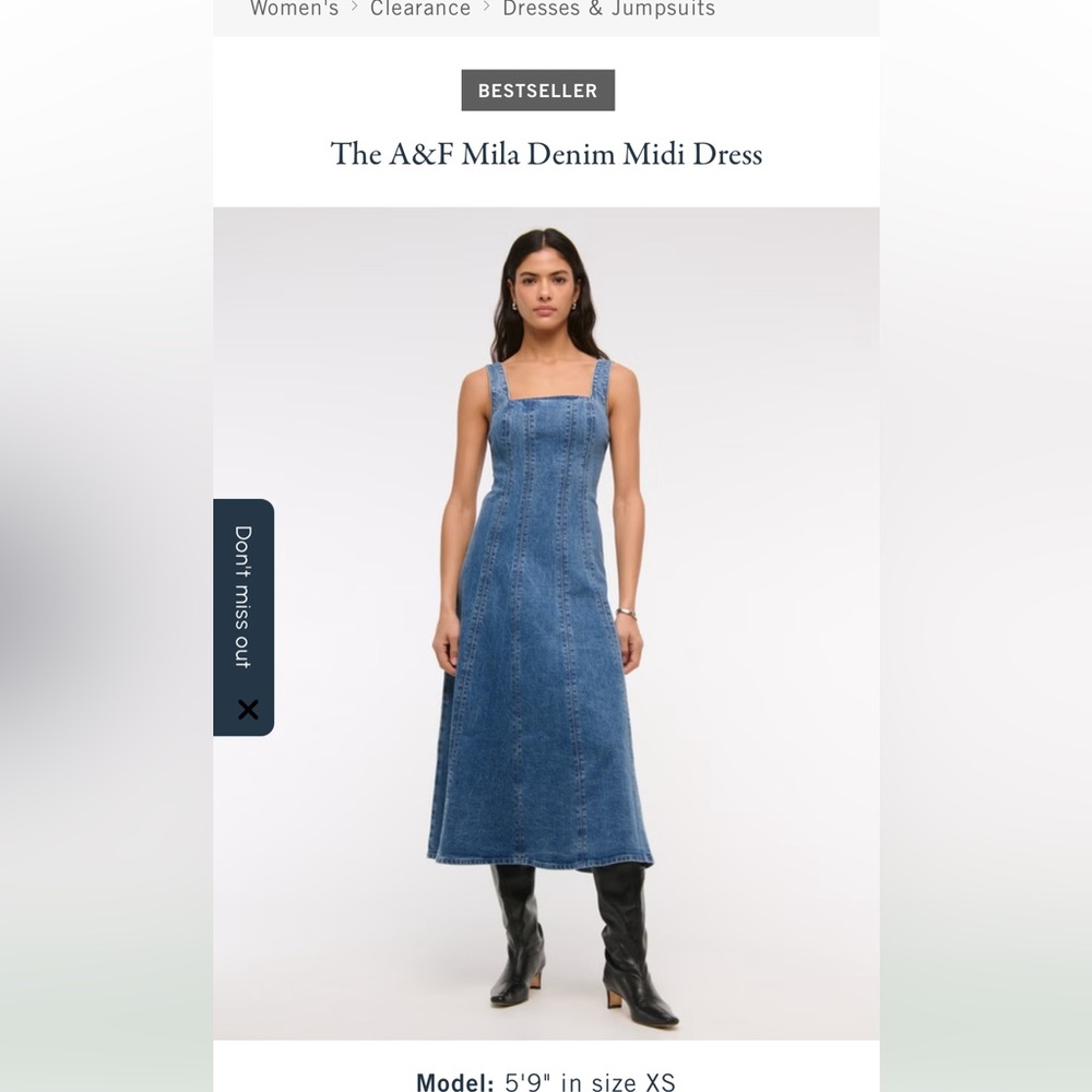 Abercrombie & Fitch Blue Denim Midi Dress